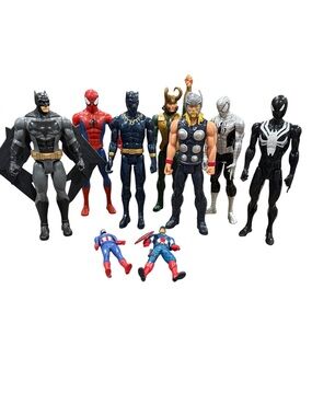 Multiples Black, Red, Blue & Silver Superhero Action Figure Set